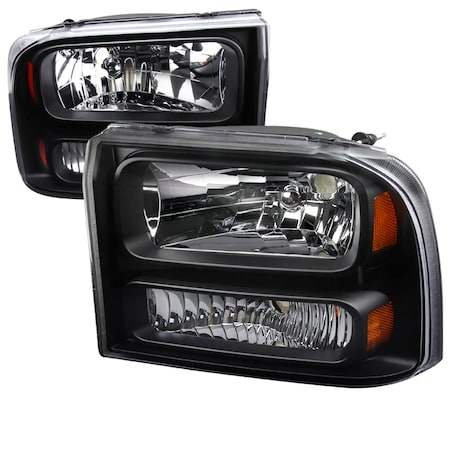 Spec-D Tuning 99-04 Ford F250 1 Piece Black Euro Headlights 2LH-F250991PCJM-ABM